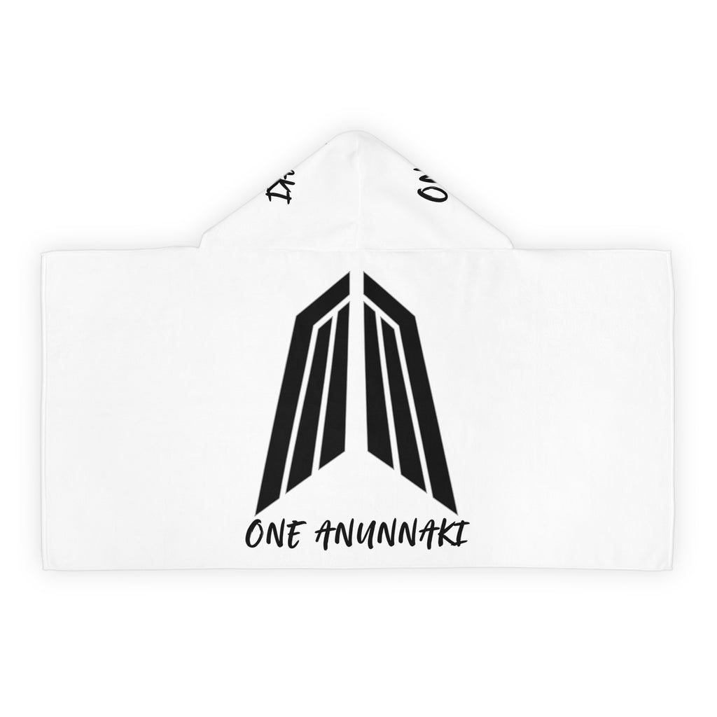 Youth Hooded Towel — "One Anunnaki" Black Logo Kids Beach & Bath Wrap