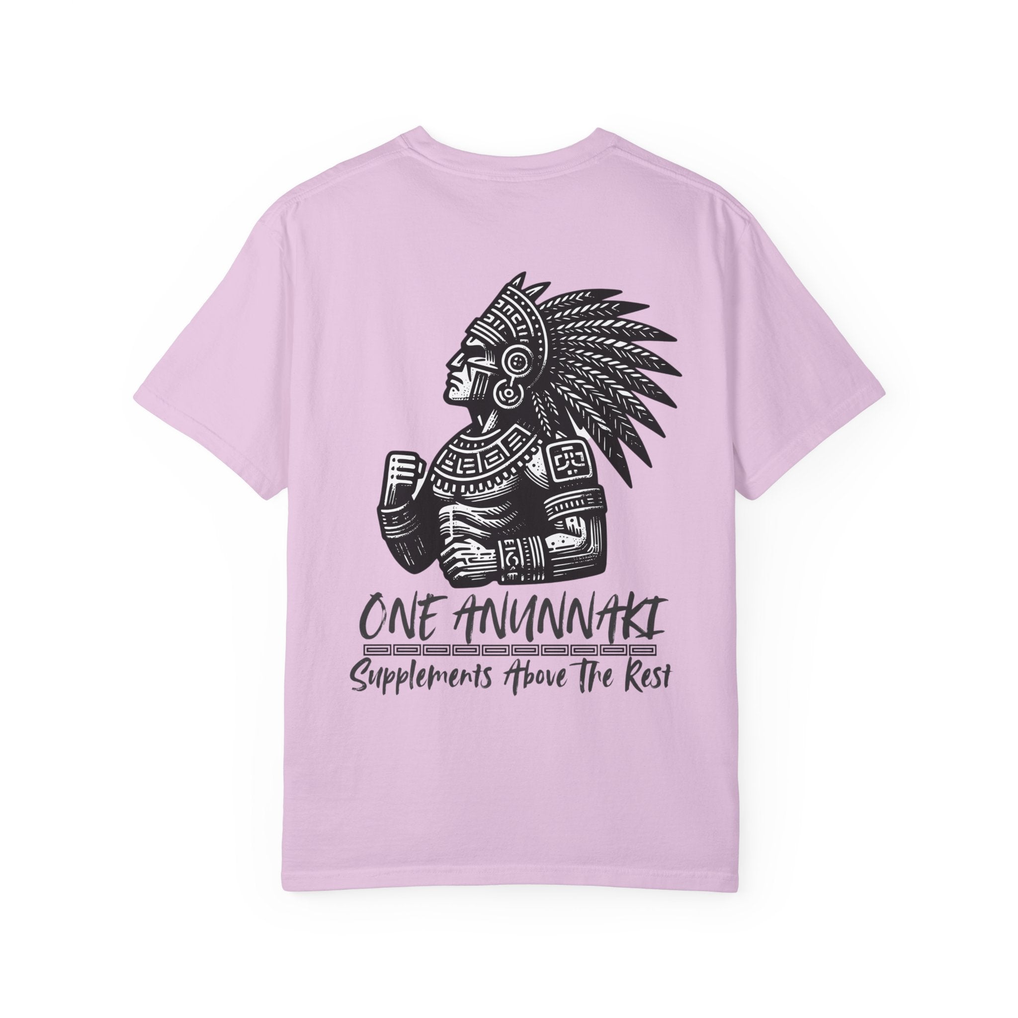 One Anunnaki T-Shirt — Aztec Warrior Graphic Tee with “One Anunnaki: Supplements Above The Rest”