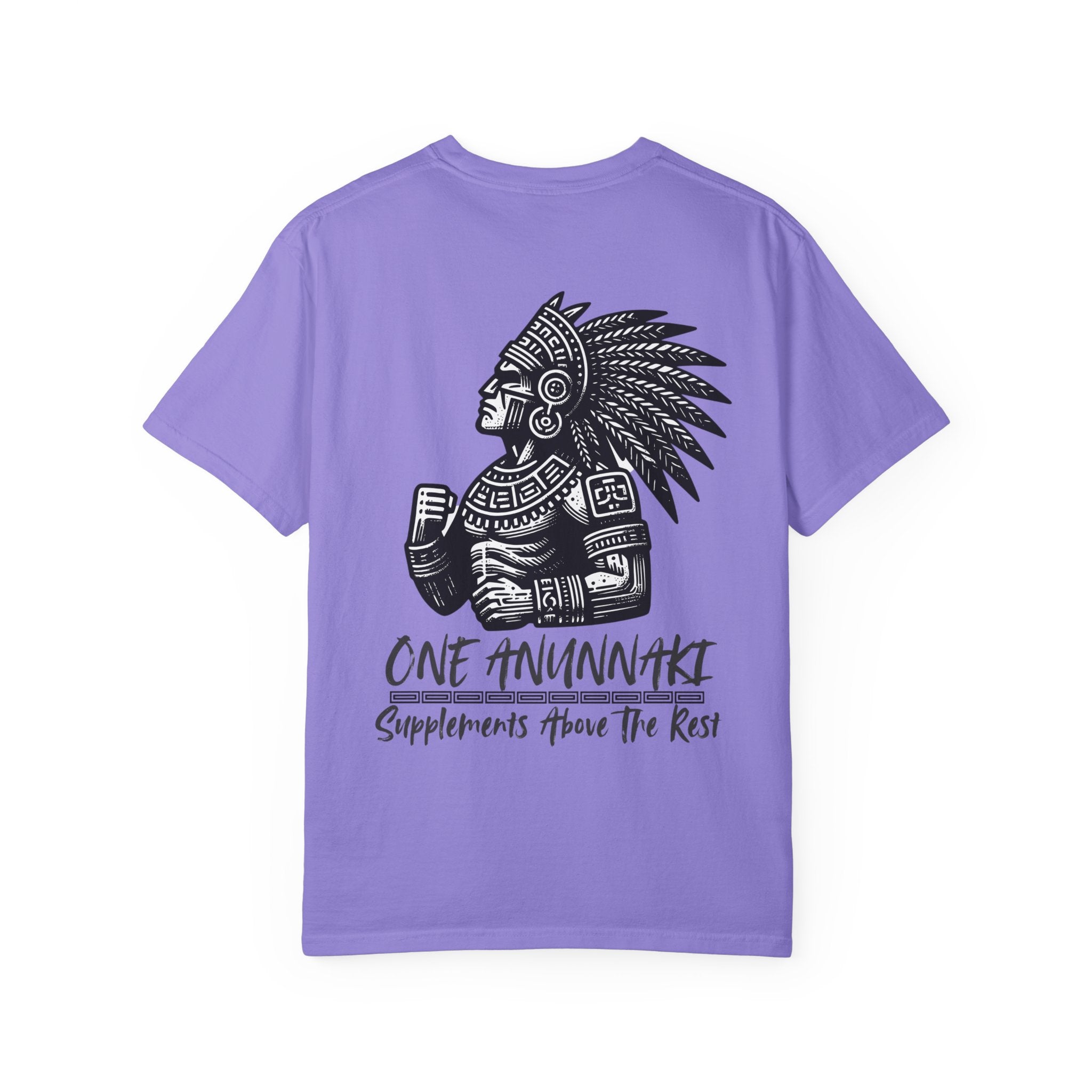 One Anunnaki T-Shirt — Aztec Warrior Graphic Tee with “One Anunnaki: Supplements Above The Rest”
