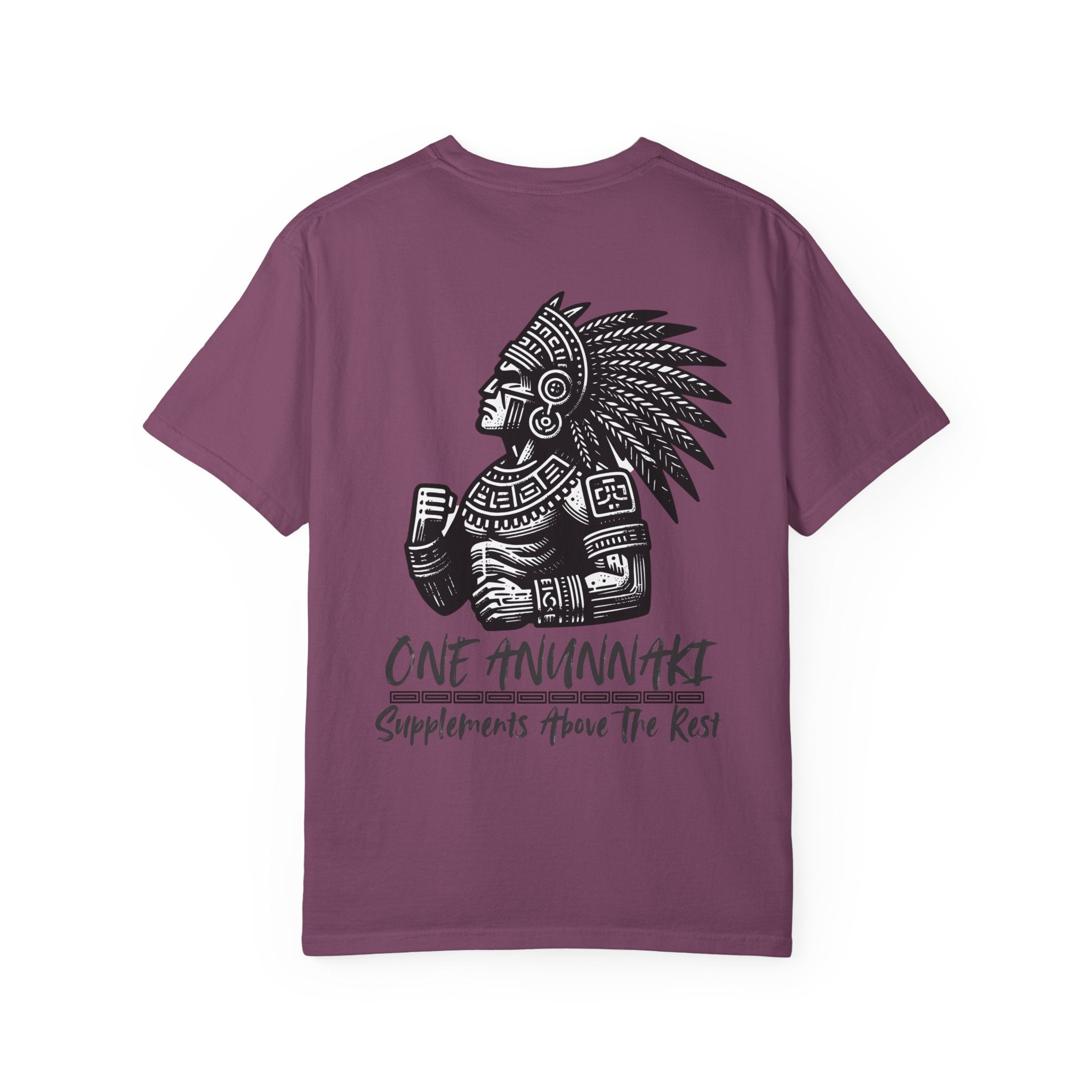One Anunnaki T-Shirt — Aztec Warrior Graphic Tee with “One Anunnaki: Supplements Above The Rest”